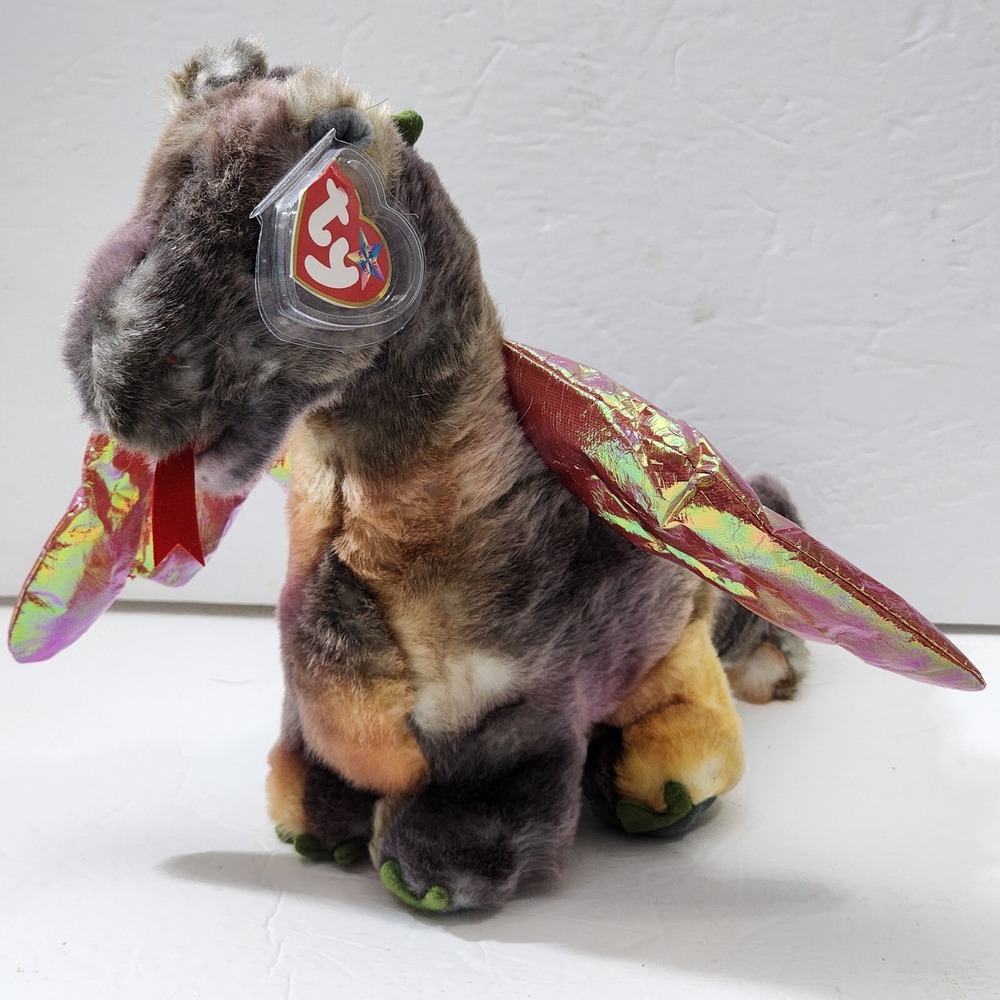 Ty Beanie Buddies Tie-Dyed Scorch the Dragon w/ Wings 1999 Vintage Plush 15" New